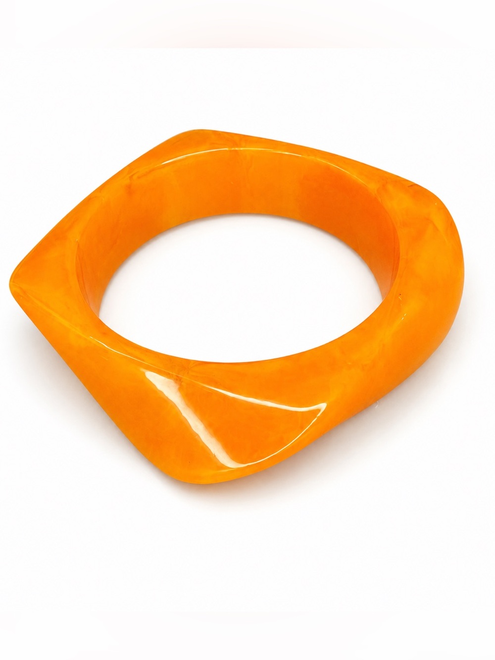 Orange Geometric Chunky Resin Bangle Bracelet Glossy Statement Fashion Jewelry